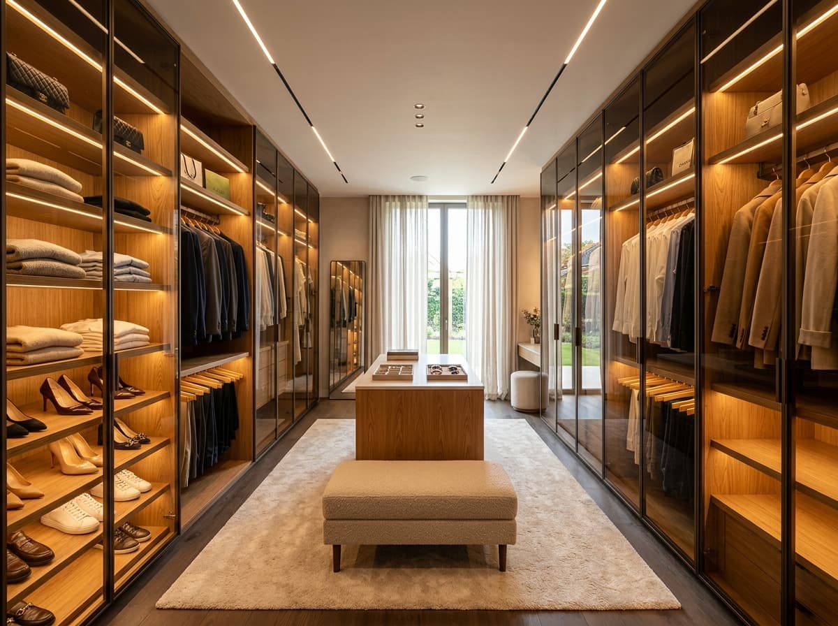 Closet Master Iluminado com Portas de Vidro